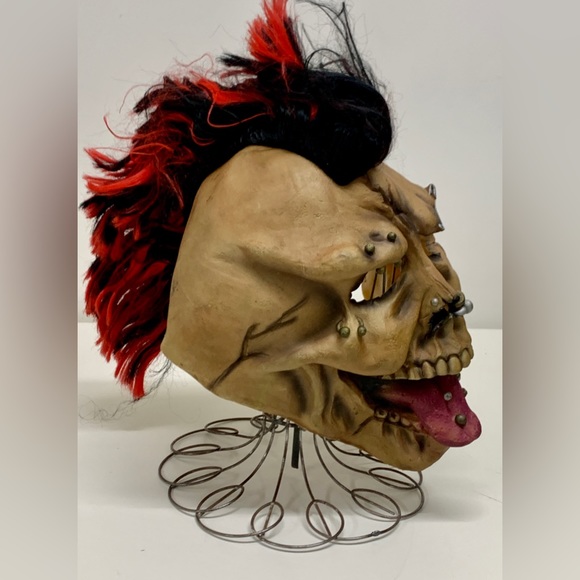 Y2K Vintage Rubber Mohawk Facial Piercing Punk Skull Death Mask Adult One Size - Picture 12 of 16